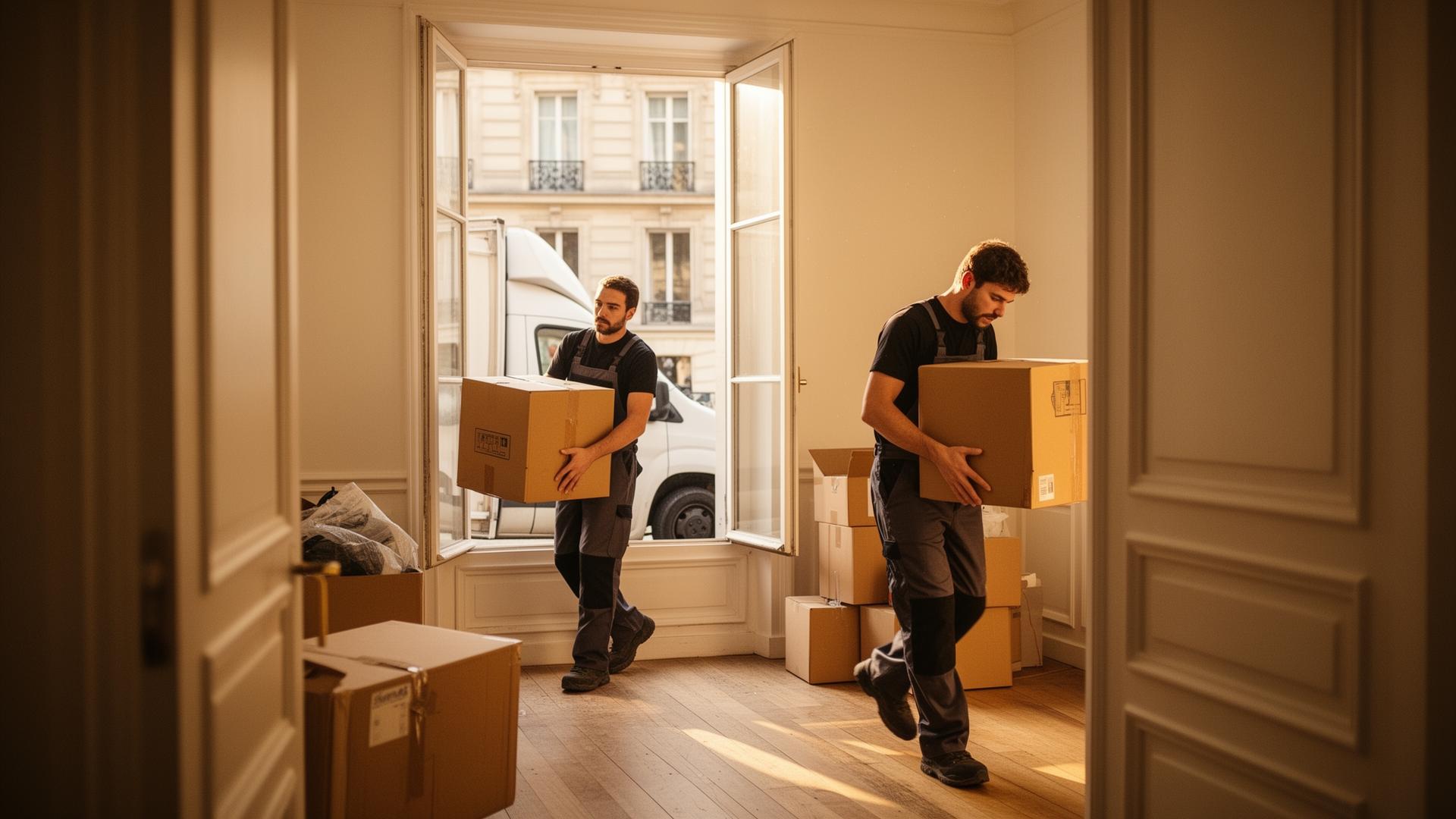 Équipe LF Débarras en intervention dans un appartement